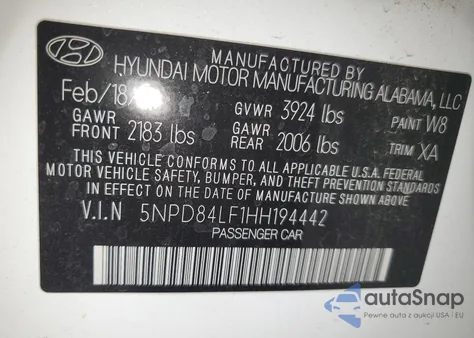 2017 Hyundai Elantra Se из США, поврежденный, VIN 5NPD84LF1HH194442